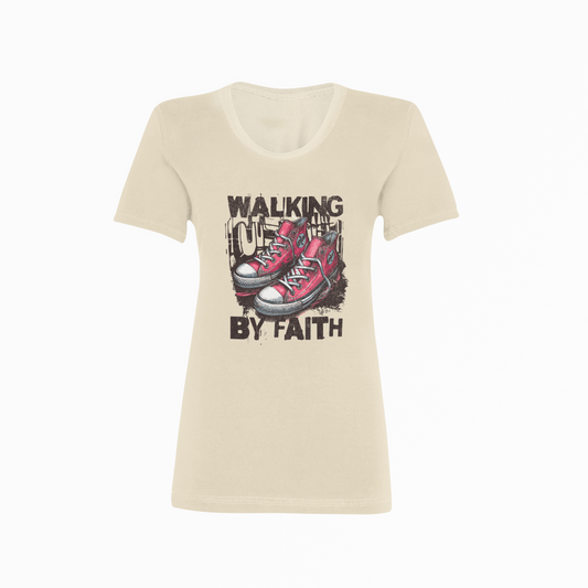 Walk by Faith womens t-shirt